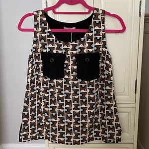 Orla Kiely Elephant Maze Silk Patch Pocket Tank